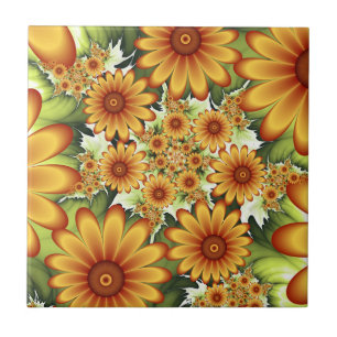 Azulejo De Cerâmica Sonho Floral, Arte Fractal Moderna Abstrato
