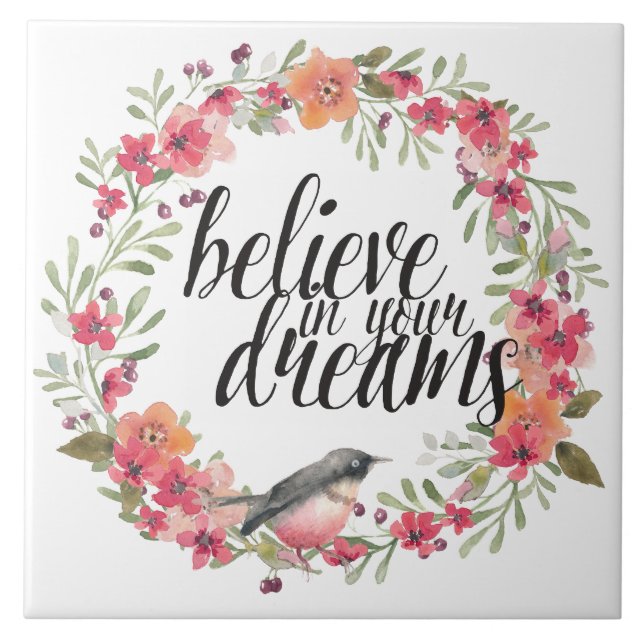 Azulejo De Cerâmica Sonho Floral Rosa-Rosa-Oleander Romântico (Frente)