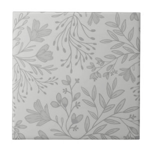 Azulejo De Cerâmica Sonhos de Prado Floral Encantado L5 Cinza Branco
