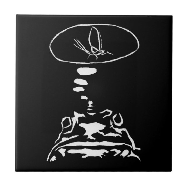 Azulejo De Cerâmica "Sonhos de Sapo Famintos" de animais inteligentes  (Frente)