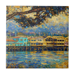 Azulejo De Cerâmica Sonhos do Porto de Monterey inspirados em Klimt