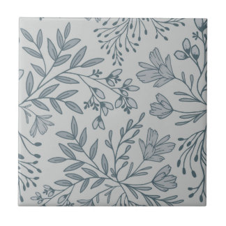 Azulejo De Cerâmica Sonhos do Prado Floral Encantado L4 Cinza Azul