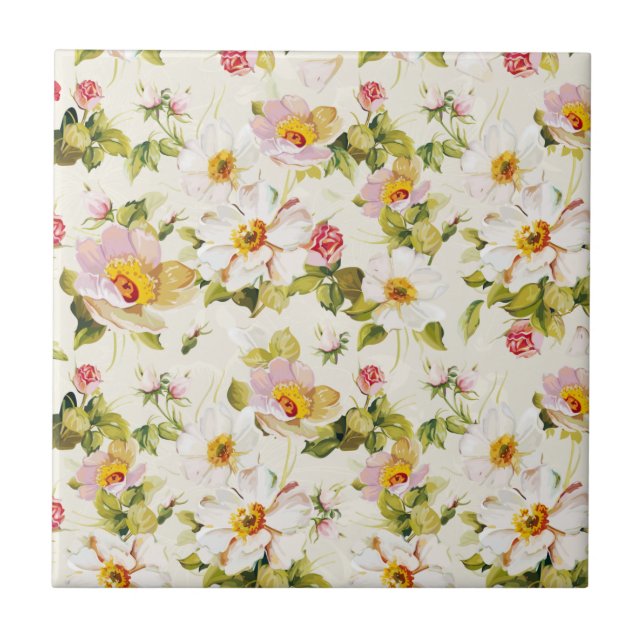 Azulejo De Cerâmica Sonhos Florais #8 em Susiejayne (Frente)