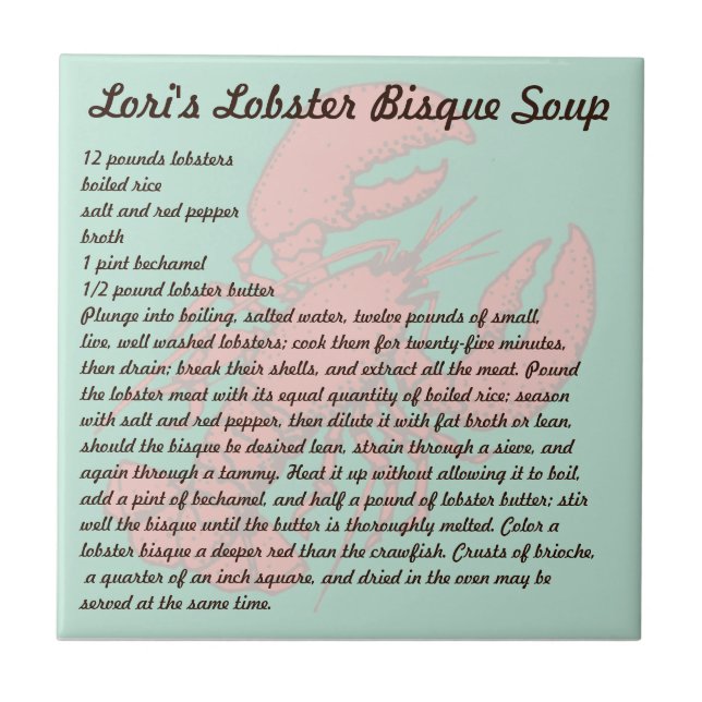 Azulejo De Cerâmica Sopa da sopa de langosta de Lori (Frente)