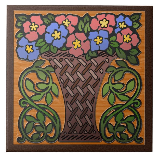 Azulejo De Cerâmica Soquete de Artes e Artesanatos de Petunias (Frente)