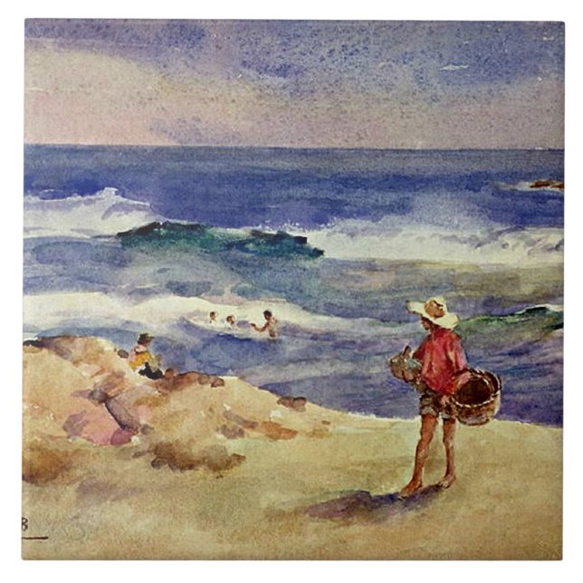 Azulejo De Cerâmica Sorolla - Garoto na Areia (Frente)