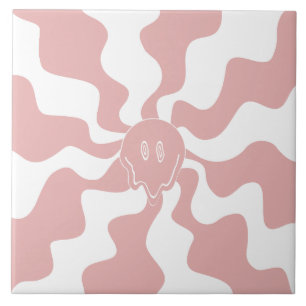 Azulejo De Cerâmica Sorria derretida em rosa e branco