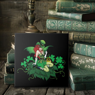 Azulejo De Cerâmica Sorte Verde Irlandês Fada Cabelo Vermelho Trevo