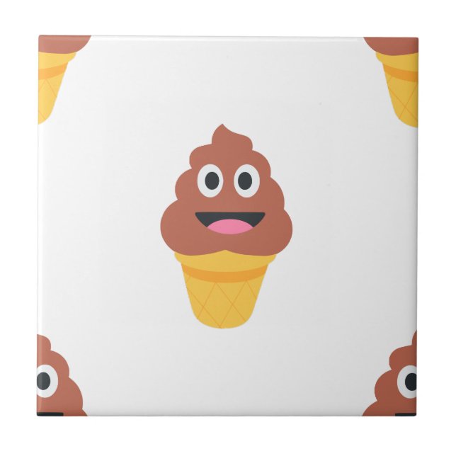Azulejo De Cerâmica sorvete cone poo emoji (Frente)