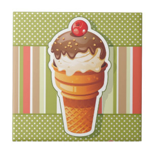 Azulejo De Cerâmica Sorvete do chocolate do vintage