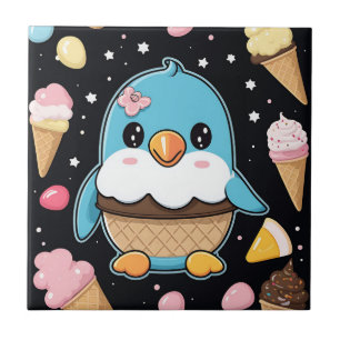 Azulejo De Cerâmica Sorvete Penguin Kawaii