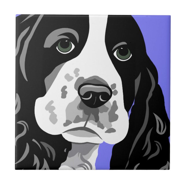 Azulejo De Cerâmica Spaniel Art (Frente)