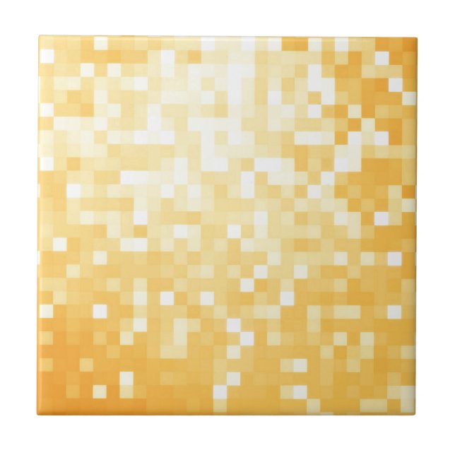 Azulejo De Cerâmica Sparkle de pixel do ouro (Frente)