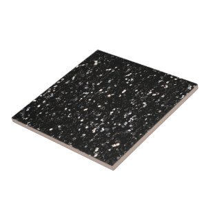 Azulejo De Cerâmica Sparkles brilhantes preto e branco do brilho