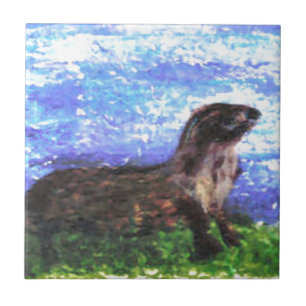 Azulejo De Cerâmica Sparkly River Otter