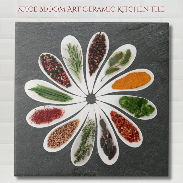 Azulejo De Cerâmica Spice Bloom Art Kitchen (Spice Bloom Art Ceramic Kitchen Tile)