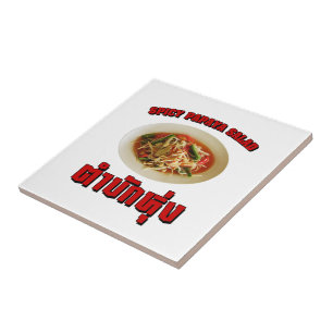 Azulejo De Cerâmica Spicy Papaya Salad [Tam Mak Hung] Dialeto Isaan