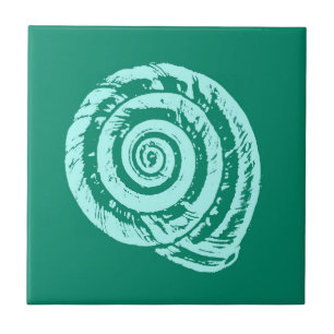 Azulejo De Cerâmica Spiral Seashell, Turquesa e Aqua