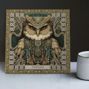 Azulejo De Cerâmica Spirit Guardian Owl: Judia Tribal Personalizada