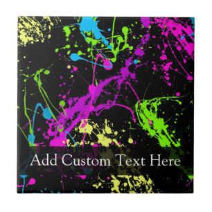 Azulejo De Cerâmica Splatter preto/neon personalizado