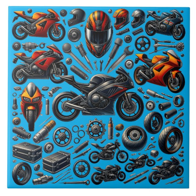 Azulejo De Cerâmica Sports Motorcycles: Speed and Performance (Frente)
