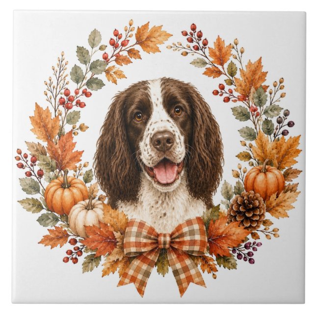 Azulejo De Cerâmica Springer Spaniel Outono (Frente)