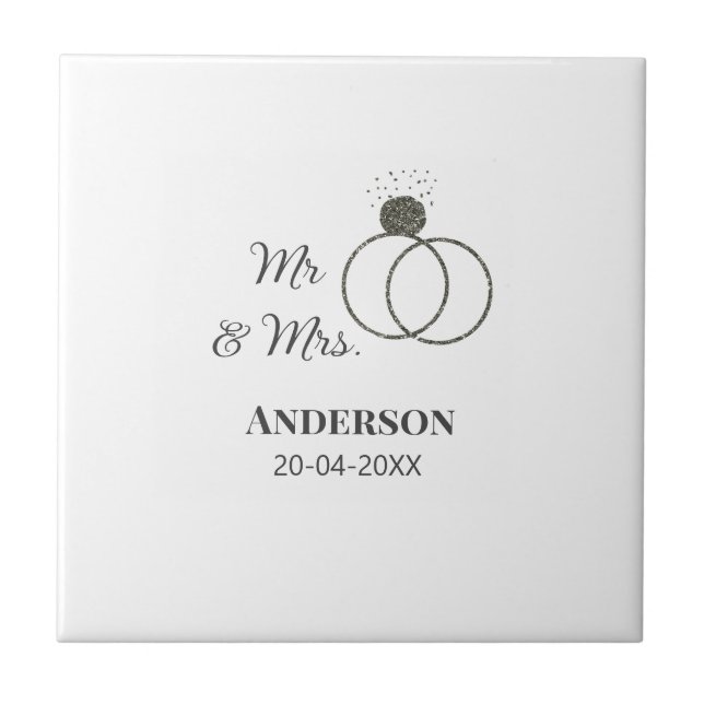 Azulejo De Cerâmica Sr. & Sra. adicionar nome da família data ano casa (Frente)