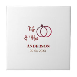 Azulejo De Cerâmica Sr & Sra adicionar sobrenome data ano lembrança de