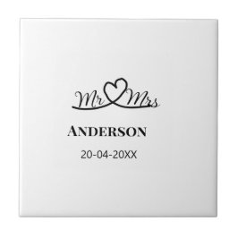 Azulejo De Cerâmica Sr & Sra adicionar sobrenome data ano lembrança de