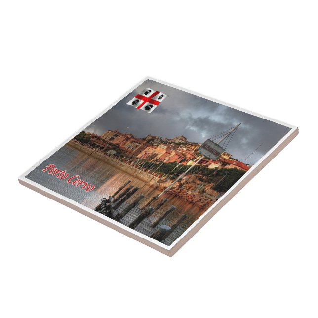 Azulejo De Cerâmica SRD052 PORTO CERVO, Sardenha, Itália, (Lateral)