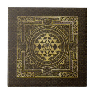 Azulejo De Cerâmica Sri Dourado Yantra/Sri Chakra