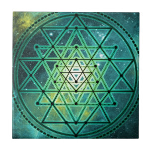Azulejo De Cerâmica Sri verde Mystical Yantra