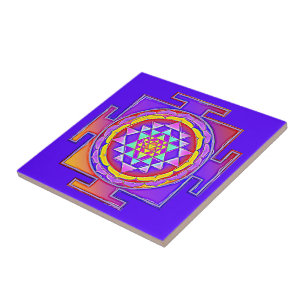 Azulejo De Cerâmica Sri Yantra - Símbolo do Hinduísmo Design 1