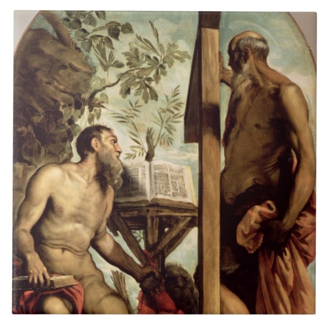 Azulejo De Cerâmica St Andrew e St Jerome (Frente)