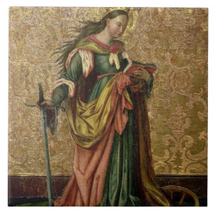 Azulejo De Cerâmica St. Catherine de Alexandria (óleo no painel) 2