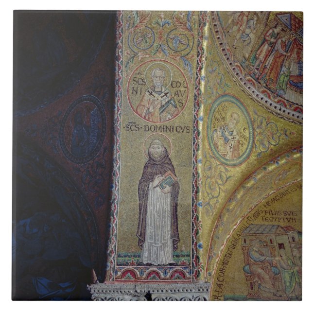 Azulejo De Cerâmica St Dominic e São Nicolau, mosaico no vestíbulo (Frente)