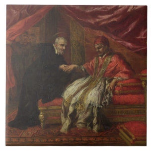 Azulejo De Cerâmica St. Filippo Neri que cura o papa Clemente VIII