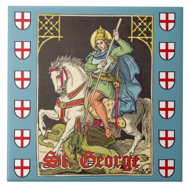 Azulejo De Cerâmica St. George a Cavalo (BS 01) (Frente)