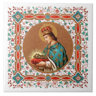 Azulejo De Cerâmica St. Louis IX com Borda Rinceau (BK 065)