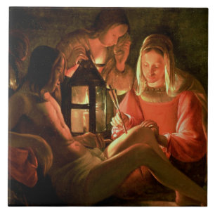 Azulejo De Cerâmica St. Sebastian tendido pela mulher santamente (o