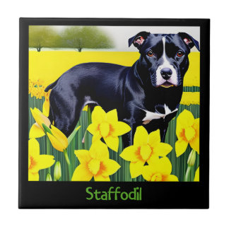 Azulejo De Cerâmica Staffodil - Staffy no Daffodils