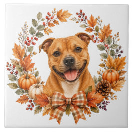 Azulejo De Cerâmica Staffordshire Bull Terrier Outono