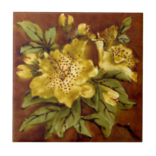 Azulejo De Cerâmica Staffordshire Lily Slip Pintou Wade & Co Repro