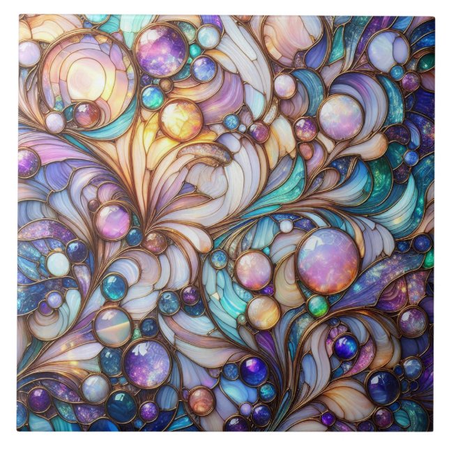 Azulejo De Cerâmica Stained glass abstract colourful (Frente)