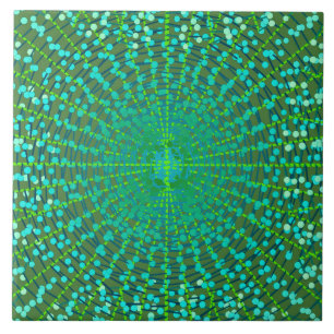 Azulejo De Cerâmica Starburst abstrato moderno, verde de jade e Aqua