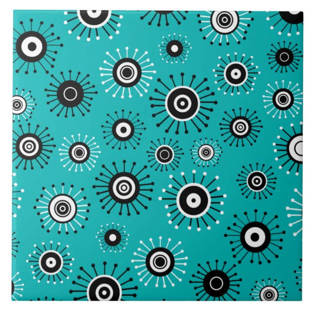 Azulejo De Cerâmica Starburst de Mod Retro (Frente)