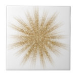 Azulejo De Cerâmica Starburst Dourado do Solteiro moderno<br><div class="desc">Design moderno apresenta uma explosão de estrelas dourada da bateria do solteiro em um fundo branco. Design simples e limpo moderno. Crie seu próprio azulejo personalizado carregando uma nova imagem ou use o botão "mensagem" para entrar em contato com o designer para obter ajuda. Para criar o seu próprio design:...</div>