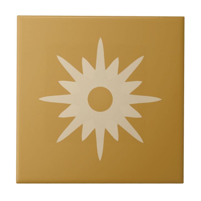 Azulejo De Cerâmica Starburst Moderno do Século médio | Ochre Dourado (Frente)