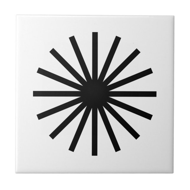 Azulejo De Cerâmica Starburst Preto e Branco (Frente)