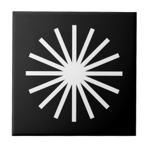 Azulejo De Cerâmica Starburst Preto e Branco
